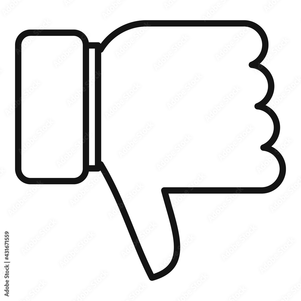 Teen problem thumb down icon, outline style Teen problem thumb down icon, outline style
