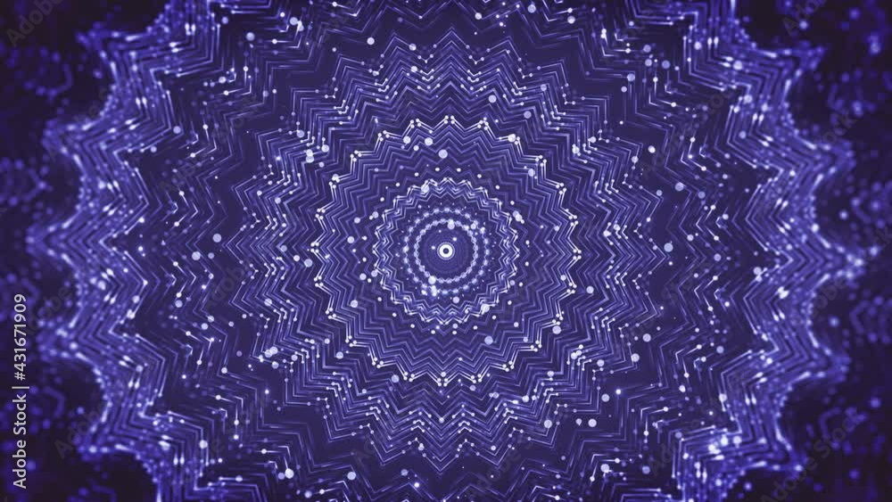 Mandala Blue Ornament. Radial abstract figure. Looped video.