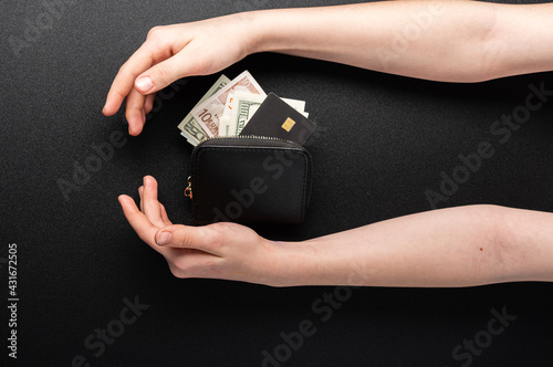 Принти на полотні Money and credit card in the wallet