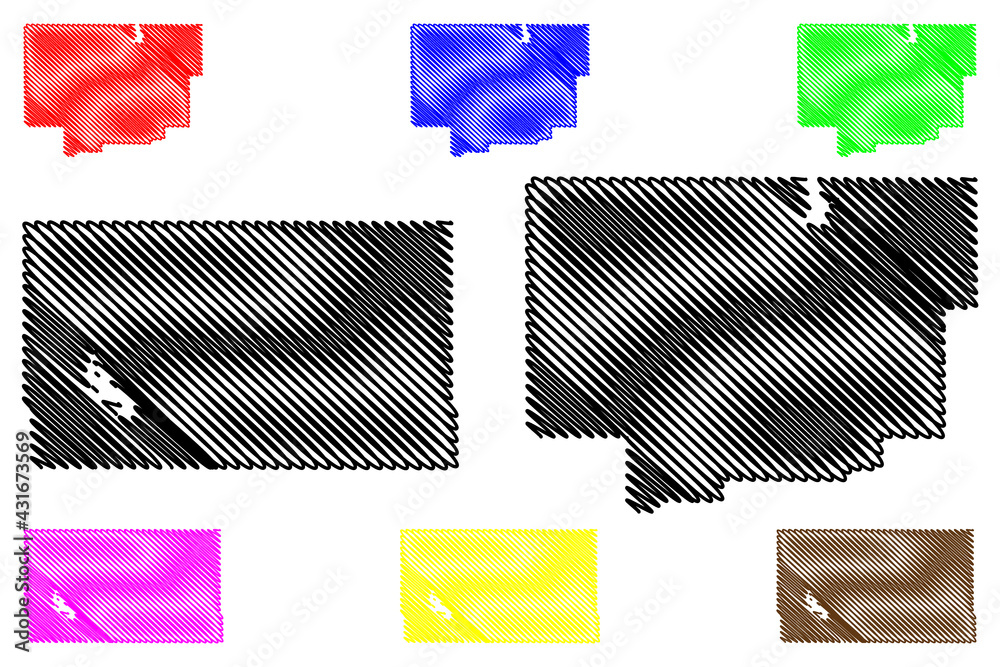 Comanche and Custer County, Oklahoma State (U.S. county, United States of America, USA, U.S., US) map vector illustration, scribble sketch map Comanche and Custer County, Oklahoma State (U.S. county, United States of America, USA, U.S., US) map vector illustration, scribble sketch map
