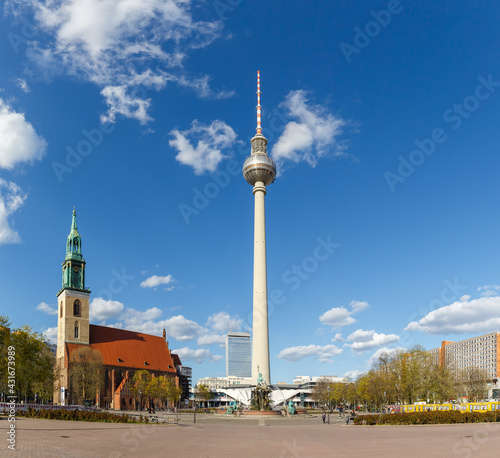 Berlin Skyline tv tower Alexanderplatz Alexander square in Germany