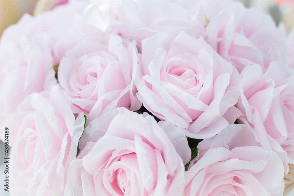 Pink rose flowers bouquet close up..Pink rose made with fabric Pink rose flowers bouquet close up..Pink rose made with fabric