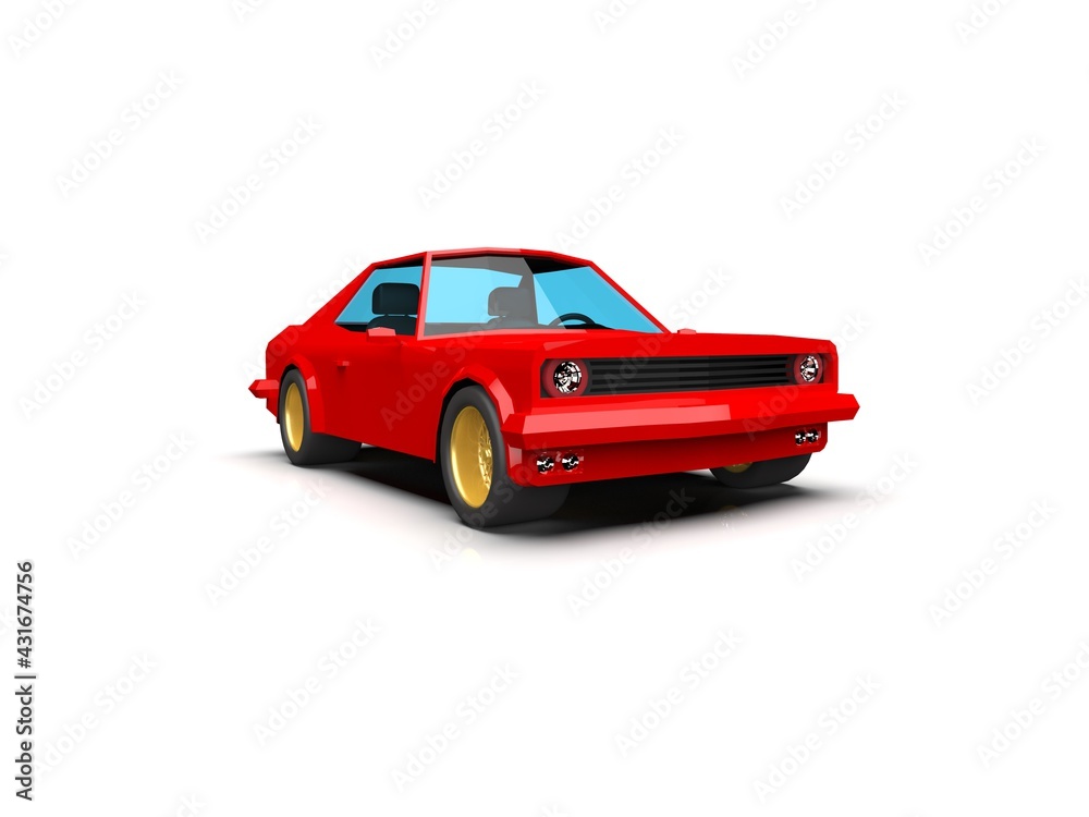 Naklejka premium Simple&nbsp;Polygonal&nbsp;Red Race Sport Coupe&nbsp;Car&nbsp;Icon&nbsp;on White Background