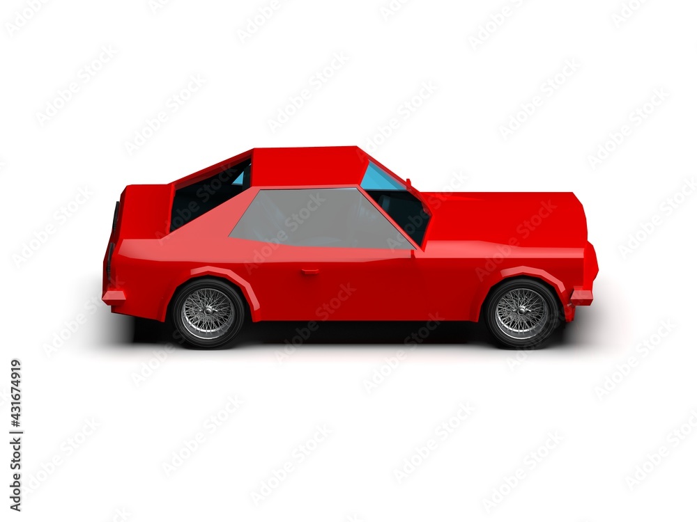 Fototapeta premium Simple&nbsp;Polygonal&nbsp;Red Race Sport Coupe&nbsp;Car&nbsp;Icon&nbsp;on White Background