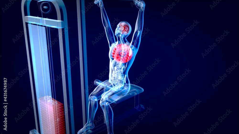 Abstract 3D art of a man on the Lat pulldown machine Abstract 3D art of a man on the Lat pulldown machine