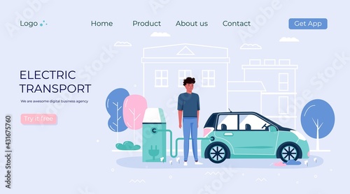 Men and women drive eco city transportation in city concept. Personal electric transport, green electro scooter, hoverboard, gyroscooter, unicycle and bike. Ecological vehicle set
