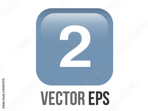 Vector shinny gradient blue keycap white digit two icon button