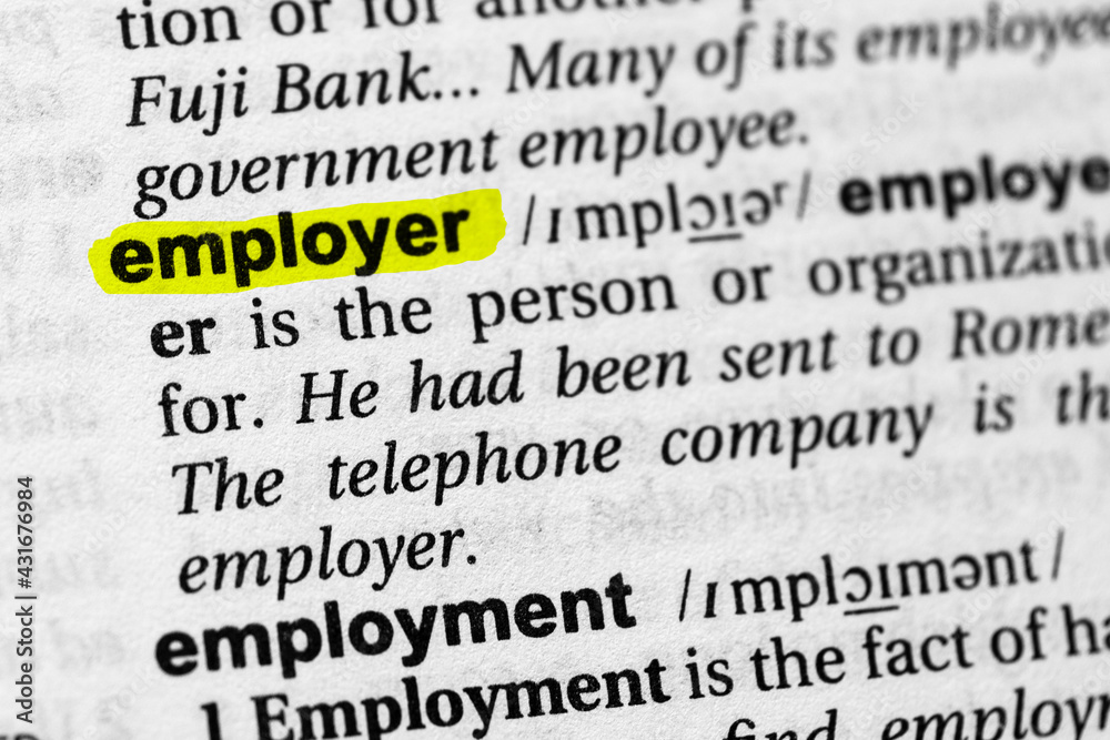 Highlighted word employer concept and meaning