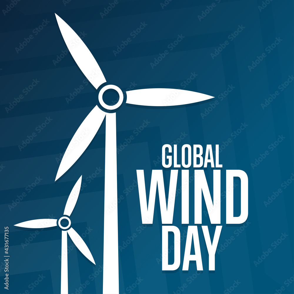 Global Wind Day. Holiday concept. Template for background, banner, card, poster with text inscription. Vector EPS10 illustration.