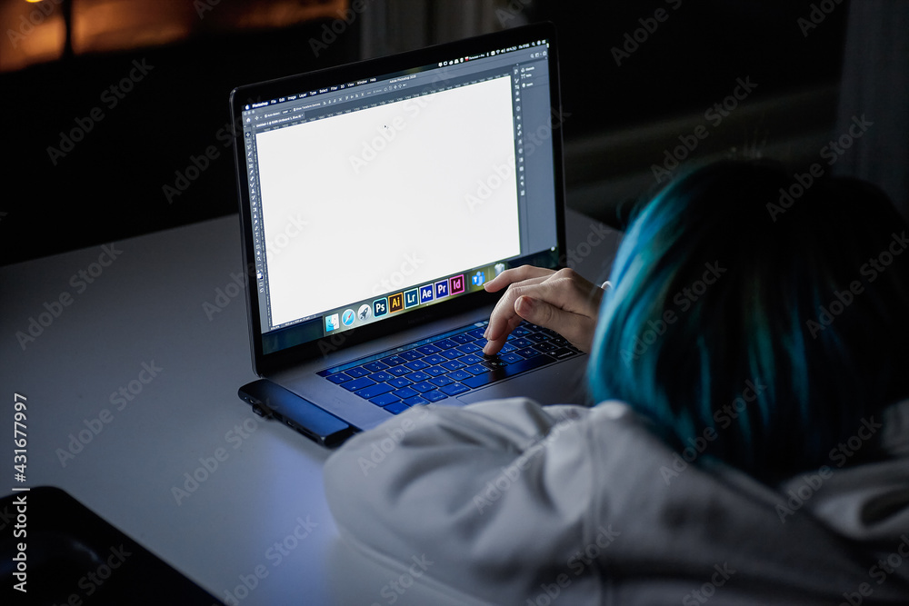 A female work at night home alone. A female work at night home alone.