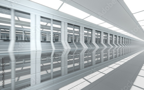 White science fiction tunnel, 3d rendering.