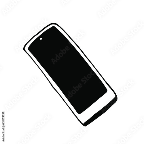 Doodle.Phone.Hand drawn line art phone.