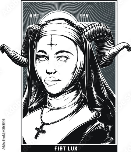 Vector illustration of Evil Nun