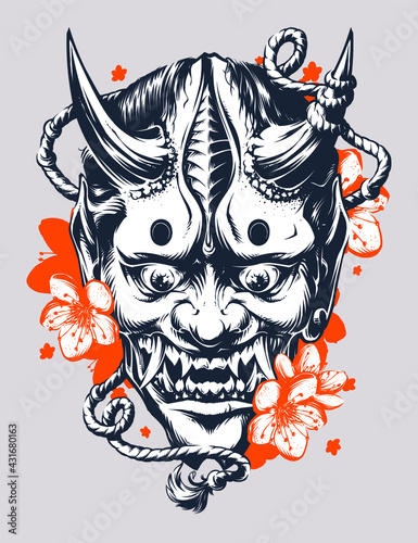 Vector illustration of Hannya Mask