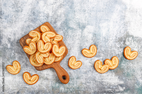 Sweet puff pastry,homemade palmier cookies.
