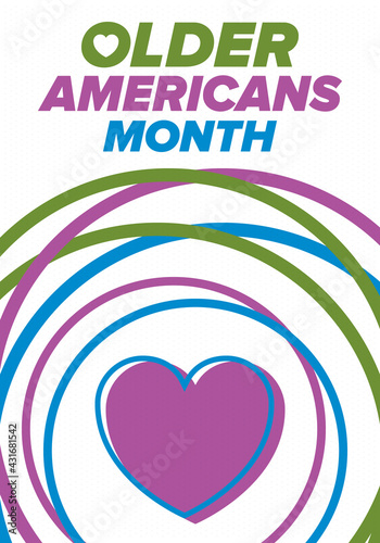 Older Americans Month. Celebrated in May in the United States. National Month of observance for Older Americans. Poster, card, banner and background. Vector illustration