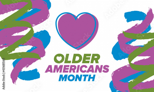 Older Americans Month. Celebrated in May in the United States. National Month of observance for Older Americans. Poster, card, banner and background. Vector illustration