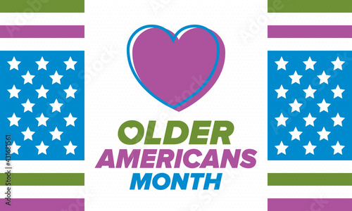 Older Americans Month. Celebrated in May in the United States. National Month of observance for Older Americans. Poster, card, banner and background. Vector illustration