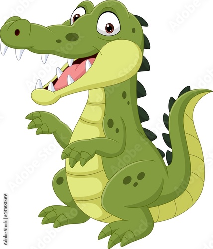 Cartoon funny crocodile isolated on white background 