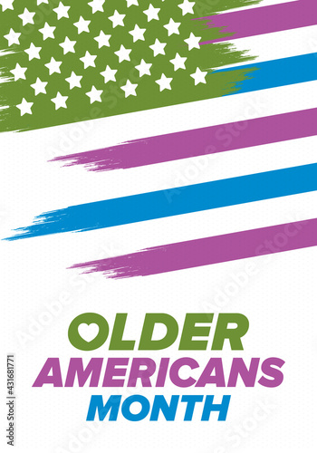 Older Americans Month. Celebrated in May in the United States. National Month of observance for Older Americans. Poster, card, banner and background. Vector illustration