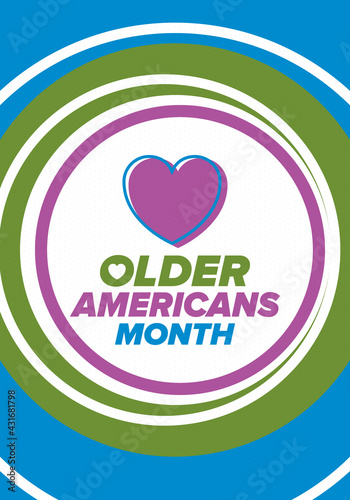 Older Americans Month. Celebrated in May in the United States. National Month of observance for Older Americans. Poster, card, banner and background. Vector illustration