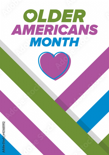 Older Americans Month. Celebrated in May in the United States. National Month of observance for Older Americans. Poster, card, banner and background. Vector illustration