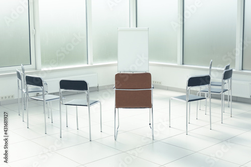 Flipchart chairs in a bright office space