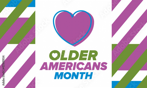 Older Americans Month. Celebrated in May in the United States. National Month of observance for Older Americans. Poster, card, banner and background. Vector illustration
