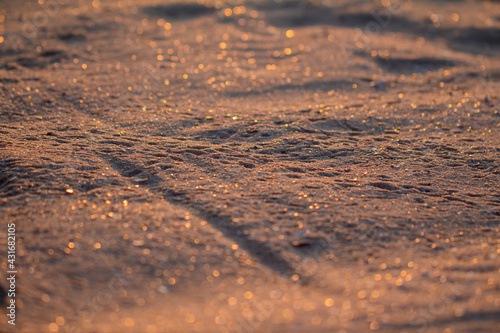 Grains of sand in the morning light at the sunrise, Vietnam