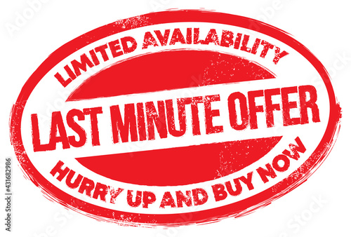 Last Minute Offer. Vector Red Rubber Stamp.