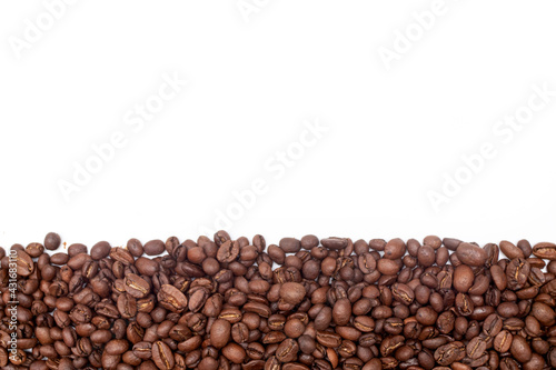 Coffee beans borders made from roasted coffee beans. Blank for text.