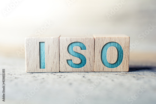 ISO Written On Wooden Blocks On A Board photo
