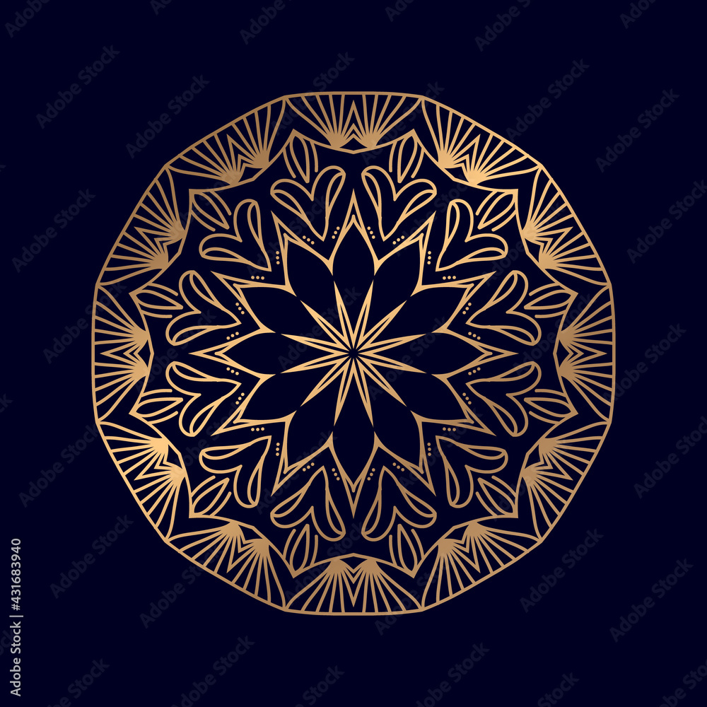 luxury ornamental mandala Vector design background in gold color. mandala logo Invitation template with floral illustration luxury ornamental mandala Vector design background in gold color. mandala logo Invitation template with floral illustration
