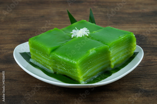 Steamed Pandan Layer Cake Thai Dessert