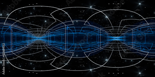Fototapeta Naklejka Na Ścianę i Meble -  Dark tunnel with glowing neon lines, 3d rendering.