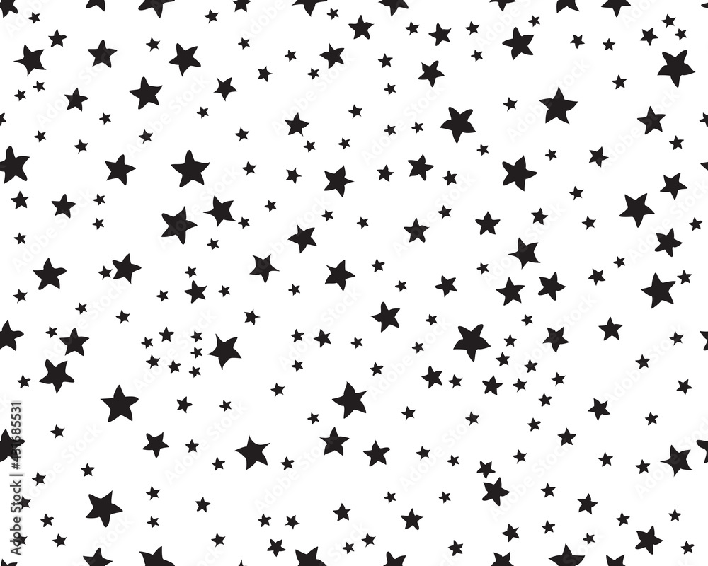Seamless pattern with black stars on a white background Seamless pattern with black stars on a white background