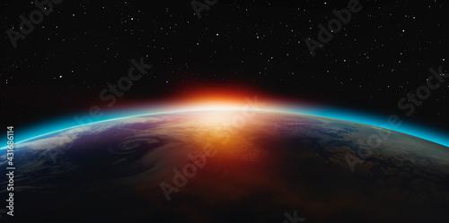 Planet Earth with a spectacular sunset  Elements of this image furnished by NASA 