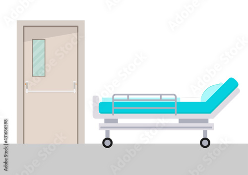 Hospital bed vector. Hospital bed on white background.