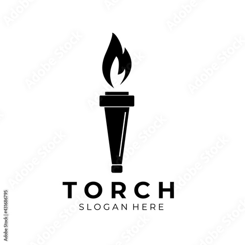 Torch Fire logo vintage vector illustration design © HFZ13