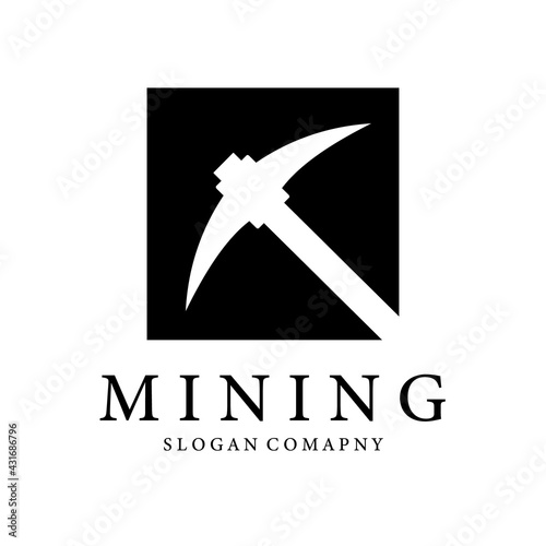 mining logo vintage badge retro monochrome vector illustration design
