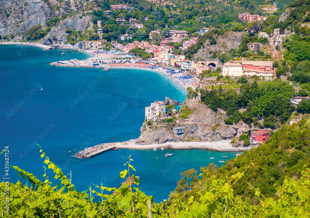Monterosso al Mare (Italy) - The famous coastline in Liguria region, with Five Lands villages part of the Cinque Terre National Park, UNESCO World Heritage Site. Here a view of Monterosso
