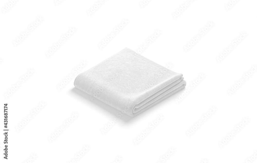 Blaank white folded big towel mock up, isolated