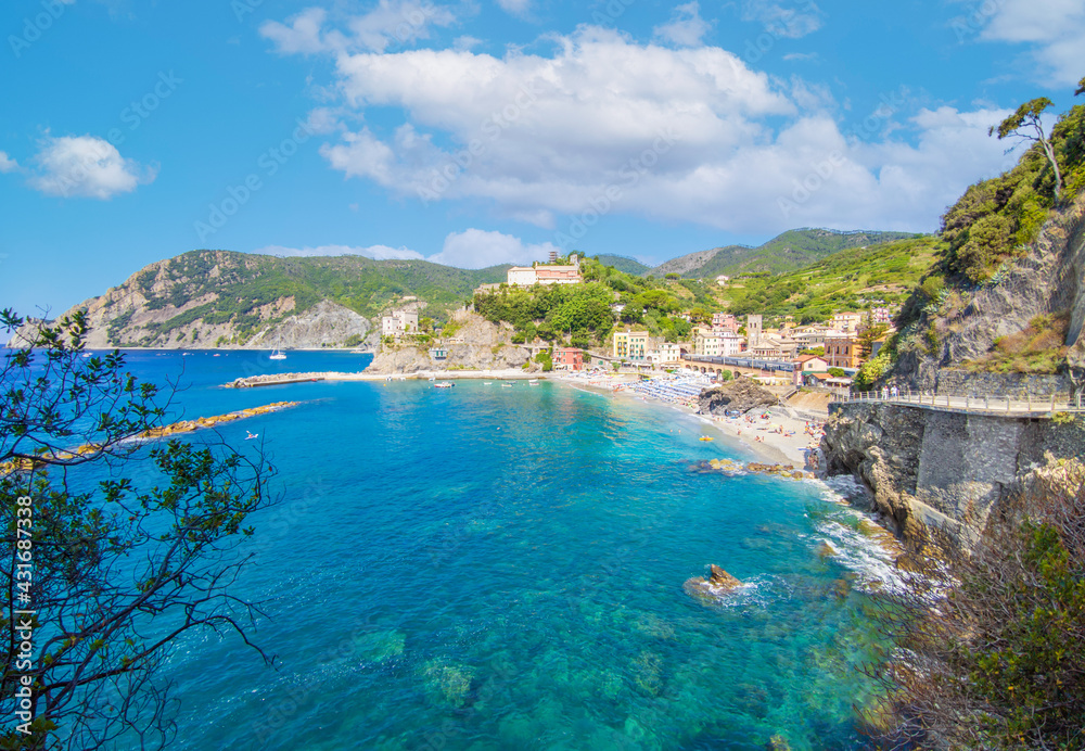 Monterosso al Mare (Italy) - The famous coastline in Liguria region, with Five Lands villages part of the Cinque Terre National Park, UNESCO World Heritage Site. Here a view of Monterosso