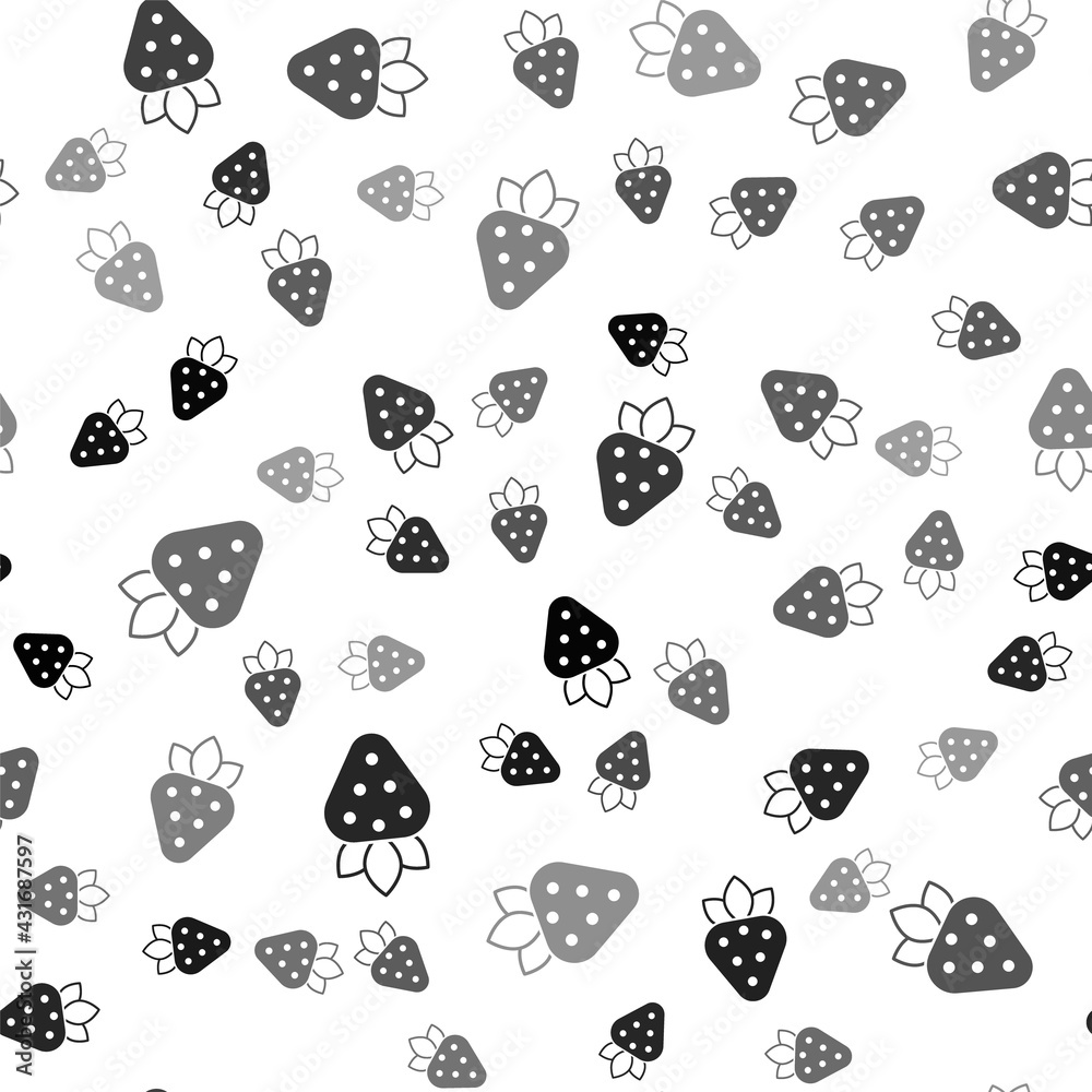 Black Strawberry icon isolated seamless pattern on white background. Vector Black Strawberry icon isolated seamless pattern on white background. Vector