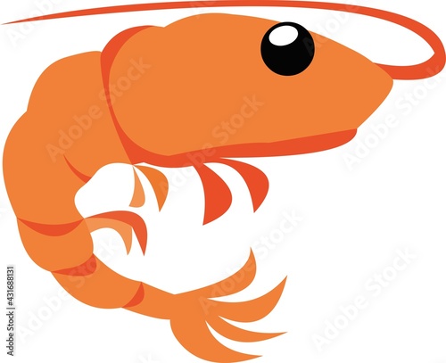Vector emoticon illustration of a cartoon shrimp