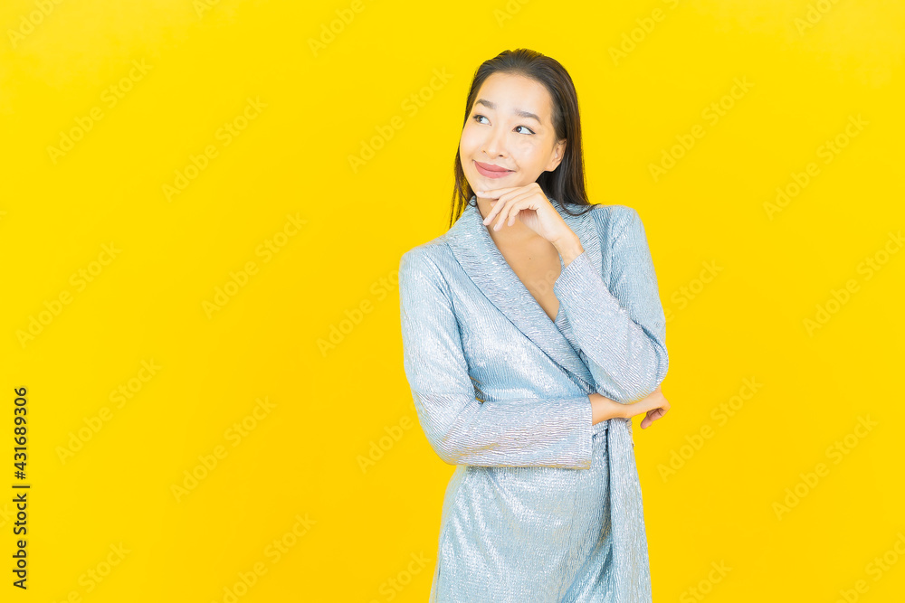 Portrait beautiful young asian woman smile with action Portrait beautiful young asian woman smile with action