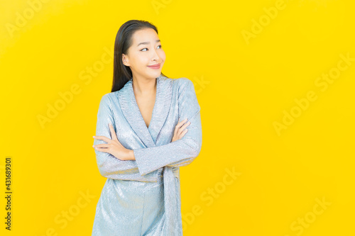 Portrait beautiful young asian woman smile with action