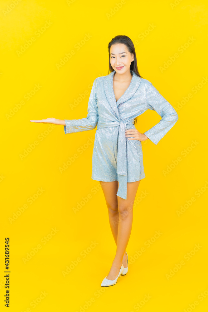 Portrait beautiful young asian woman smile with action