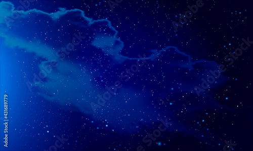 Fototapeta Naklejka Na Ścianę i Meble -  Night panorama of the starry sky with nebula, vector art illustration.