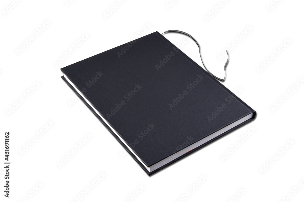 Black Hard book cover view in perspective isolated on white Black Hard book cover view in perspective isolated on white